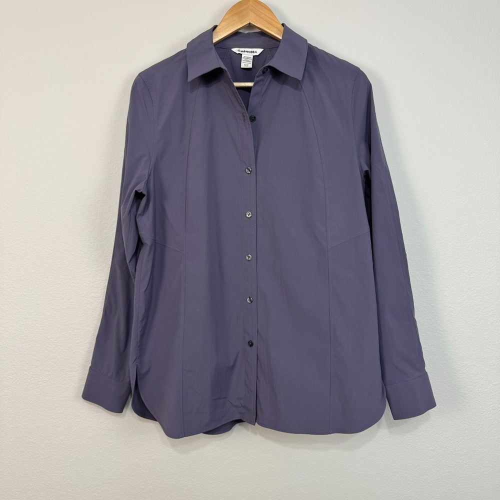 Athleta Button Up Shirt Long Sleeve Collared Purple Size Small Tall